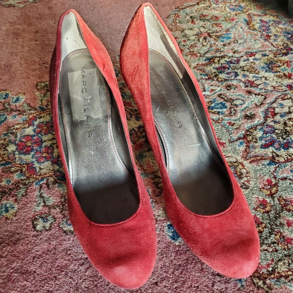 Marc Fisher red suede heels